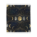 Celestial Moon Phases Plush Blanket Gothic Astrology Throw Dark Academia Home Decor