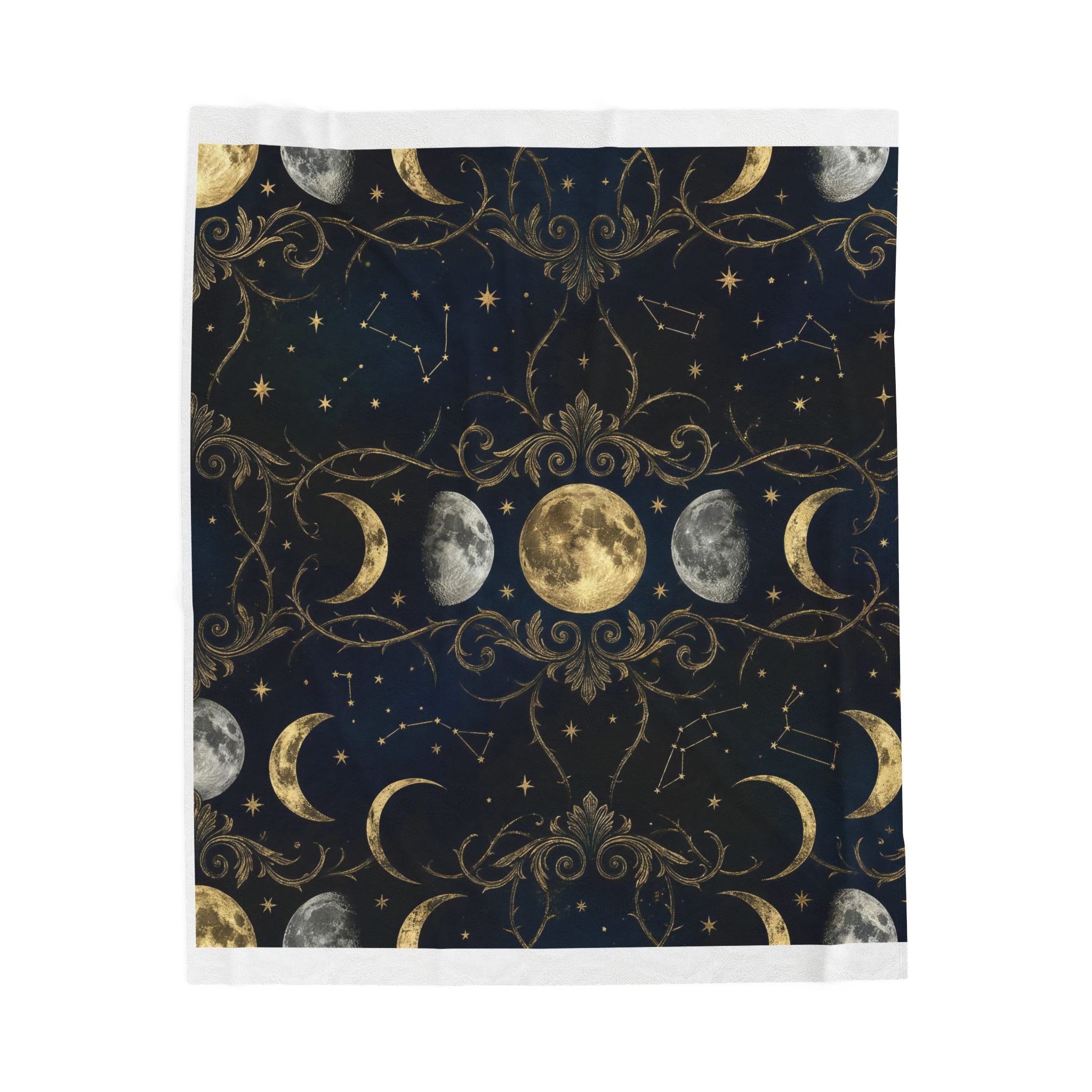 Celestial Moon Phases Plush Blanket Gothic Astrology Throw Dark Academia Home Decor