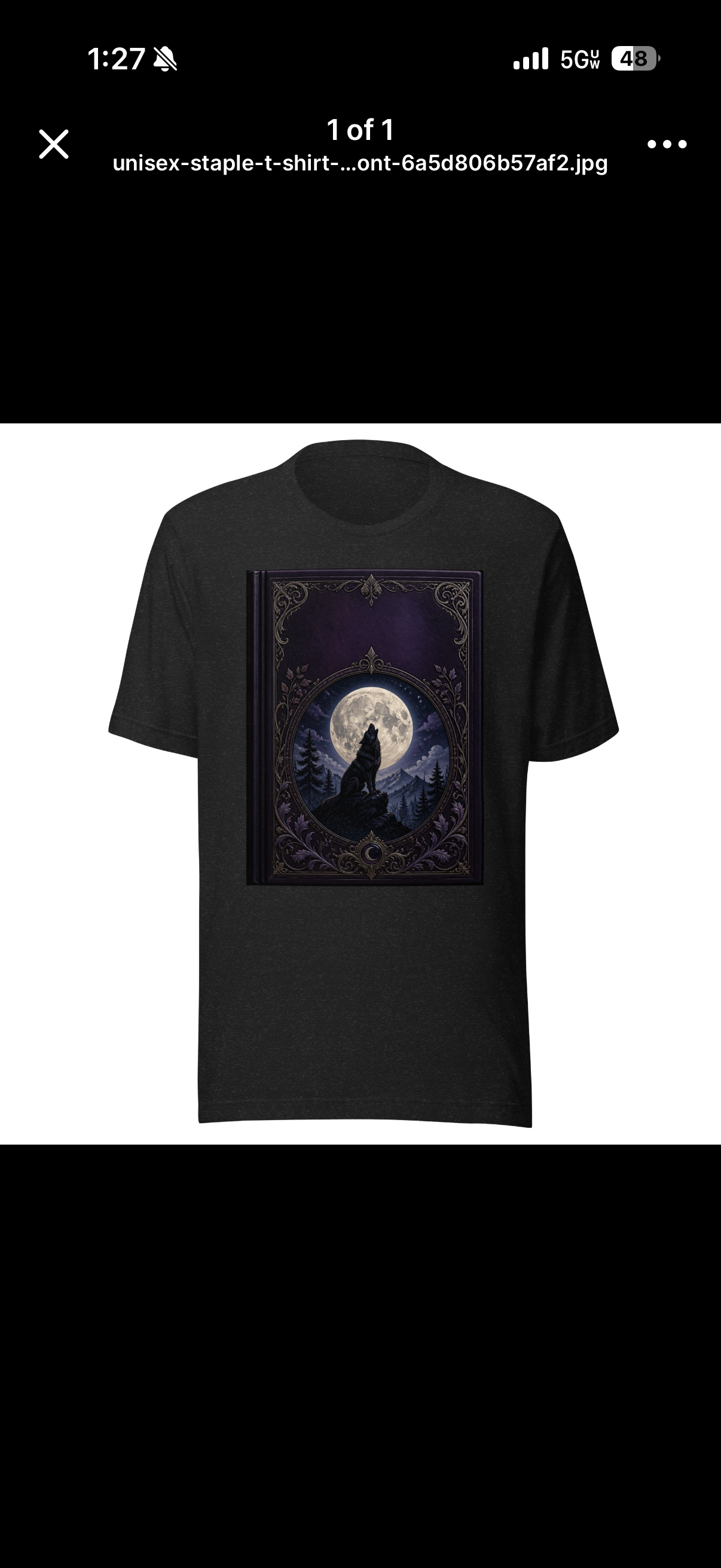 Gothic Wolf Moon T-Shirt | Dark Academia Graphic Tee | Howling Wolf Fantasy Shirt | Gift for Nature & Fantasy Lovers