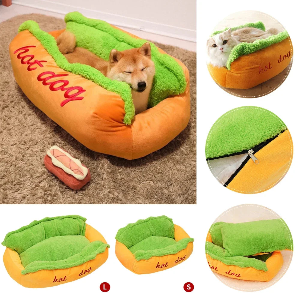 Gothic Hot Dog Bun Pet Bed — Dark Academia Dog Lounger