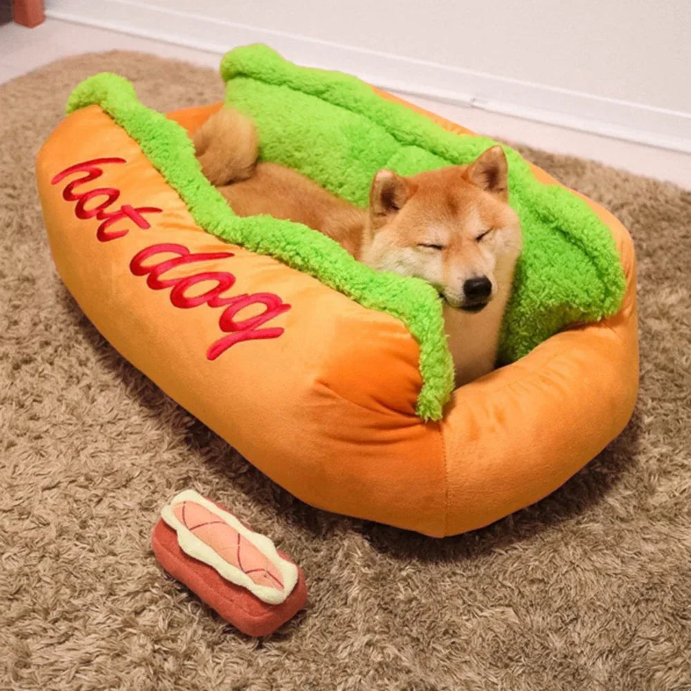 Gothic Hot Dog Bun Pet Bed — Dark Academia Dog Lounger