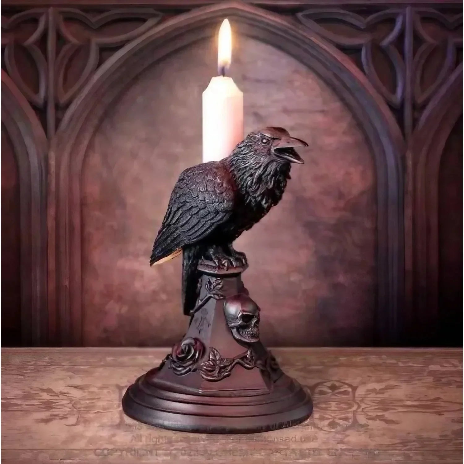 Gothic Raven Candlestick Holder | Dark Academia Decor | Witchy Candle Stand