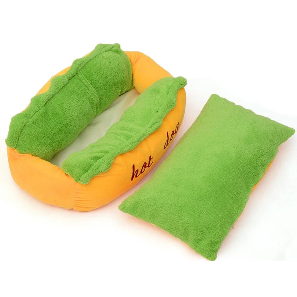 Gothic Hot Dog Bun Pet Bed — Dark Academia Dog Lounger