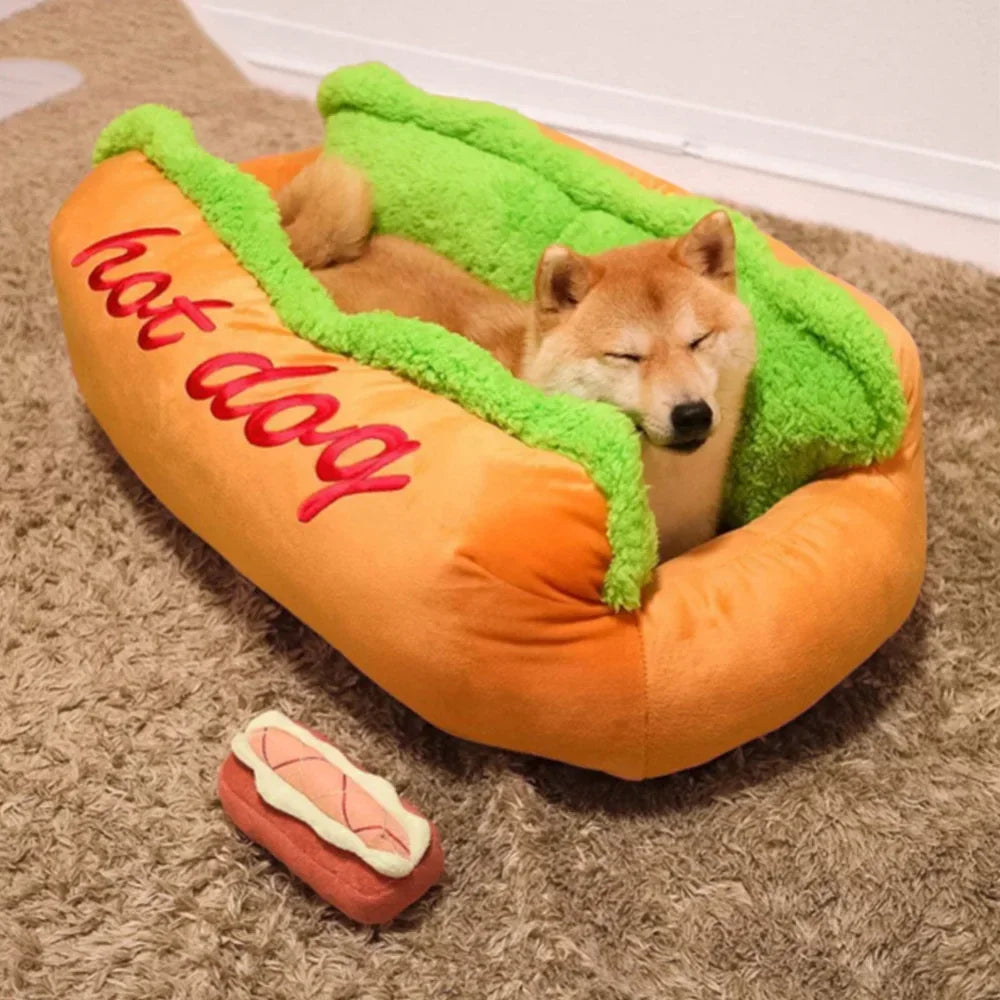 Gothic Hot Dog Bun Pet Bed — Dark Academia Dog Lounger