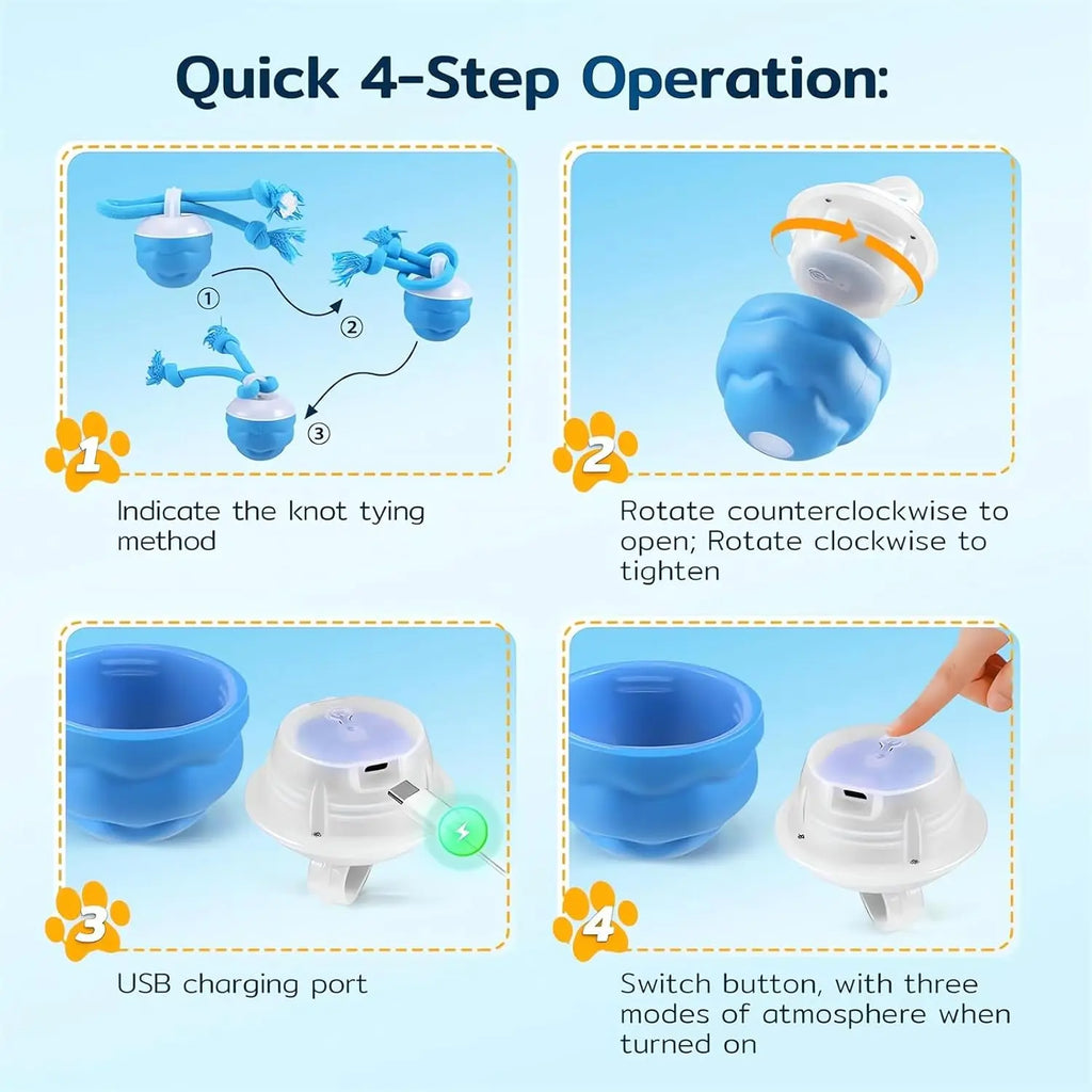 The Chase Buddy Dog Boredom Stimulating Toy Smart Pet Puppy Ball with Ropes Interactive Moving Dogs Balls Electric Rolling Ball